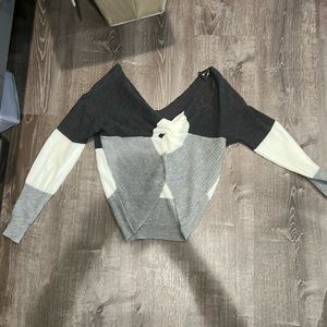 Off the shoulder Cross-back sweater